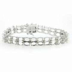 Sterling Silver Semi Mount Bracelet Setting Tennis Oval OV 7x5mm Double Row Syzjewelry