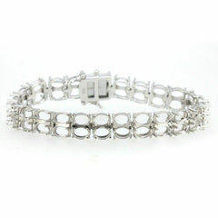 Sterling Silver Semi Mount Bracelet Setting Tennis Oval OV 7x5mm Double Row - Syzjewelry