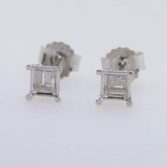 Sterling Silver Semi Mount Earrings Setting Princess SQ 4x4mm Stud - Syzjewelry