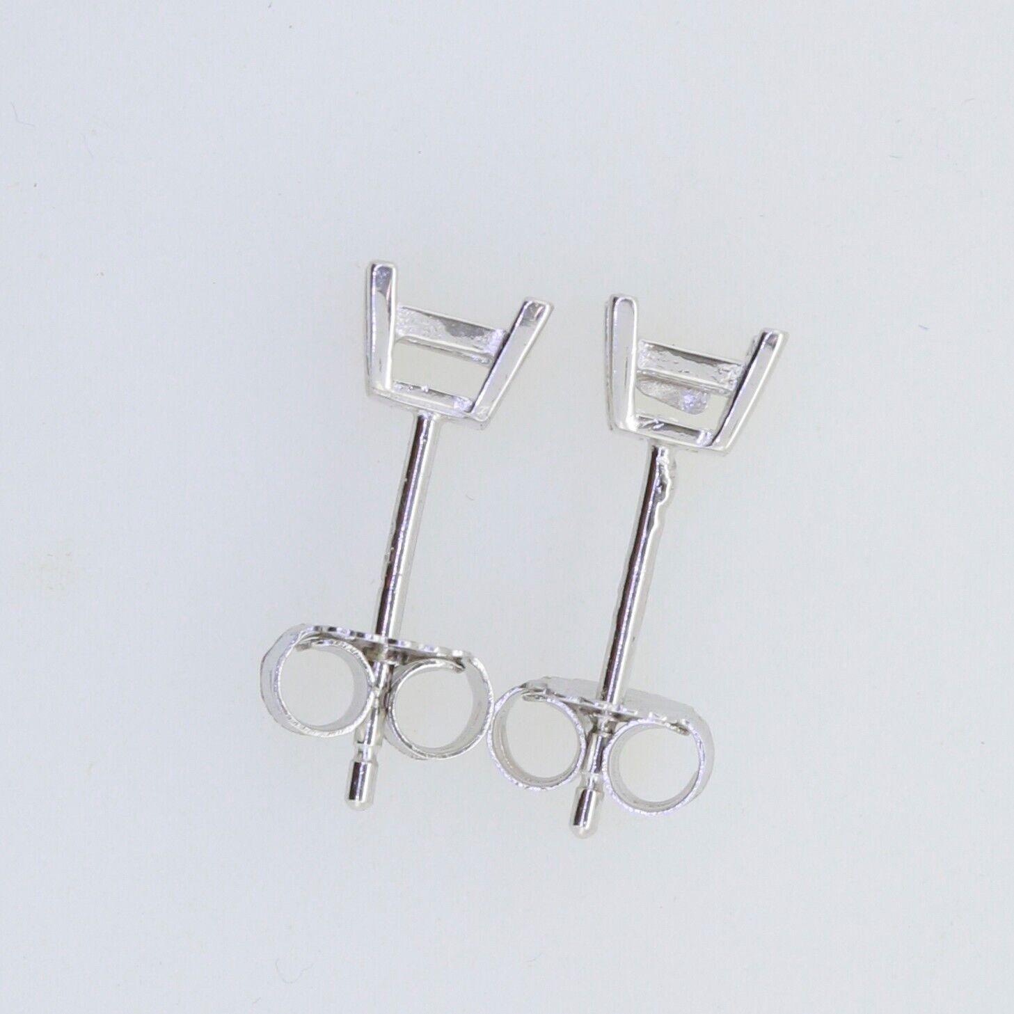 Sterling Silver Semi Mount Earrings Setting Princess SQ 4x4mm Stud