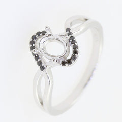 Sterling Silver Semi Mount Ring Setting Oval OV 6x4mm 3 Row Band Desig
