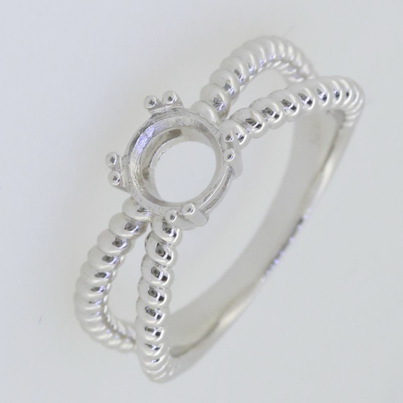 MTO Sterling Silver Semi Mount Ring Setting Round RD 6.5mm Split Shank 16809R