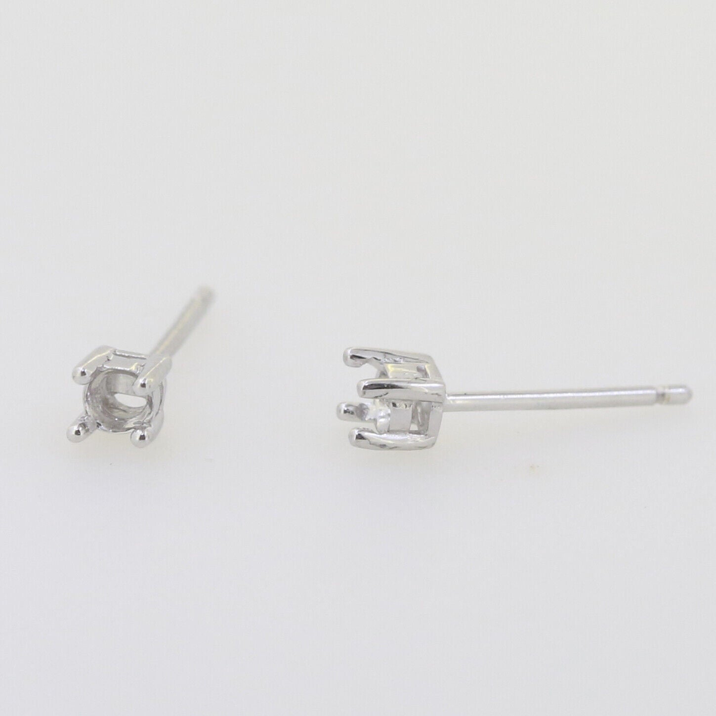 Sterling Silver Semi Mount Earrings Stud Setting Round RD 3x3mm E554