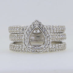3 Pieces Set Jewelry Wax Semi Mount Ring Setting Pear PE 9x7mm 508050
