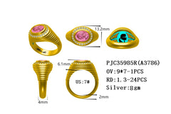 Anillo de plata de ley con montaje semi ajustable OVALADO OV 9x7mm Redondo RD 1x3mm