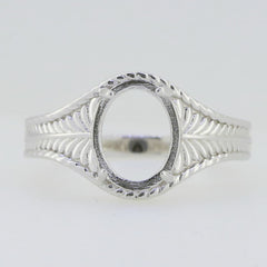 Art Nouveau Sterling Silver Semi Mount Ring Setting Oval OV 10X8mm Cabochon Syzjewelry