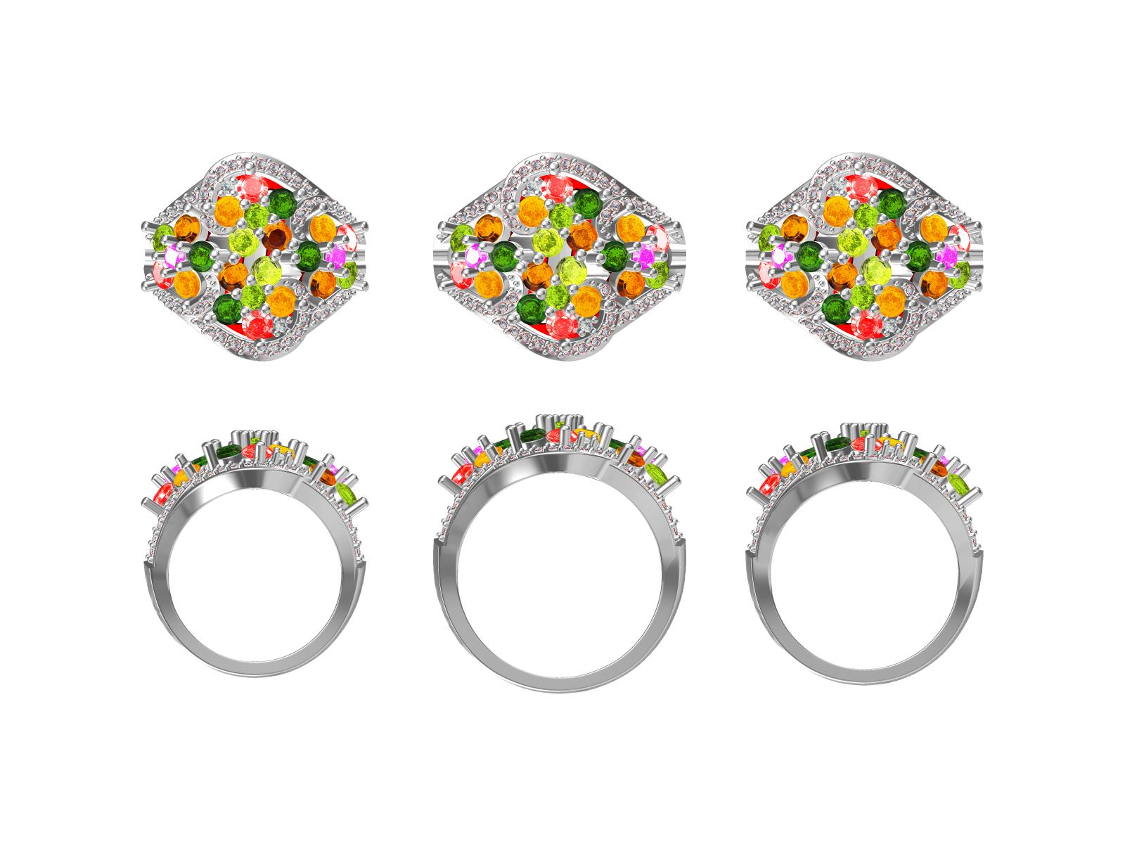 Sterling Silver Semi Mount Ring Setting Round RD 3x3mm Cluster Ring DHJ