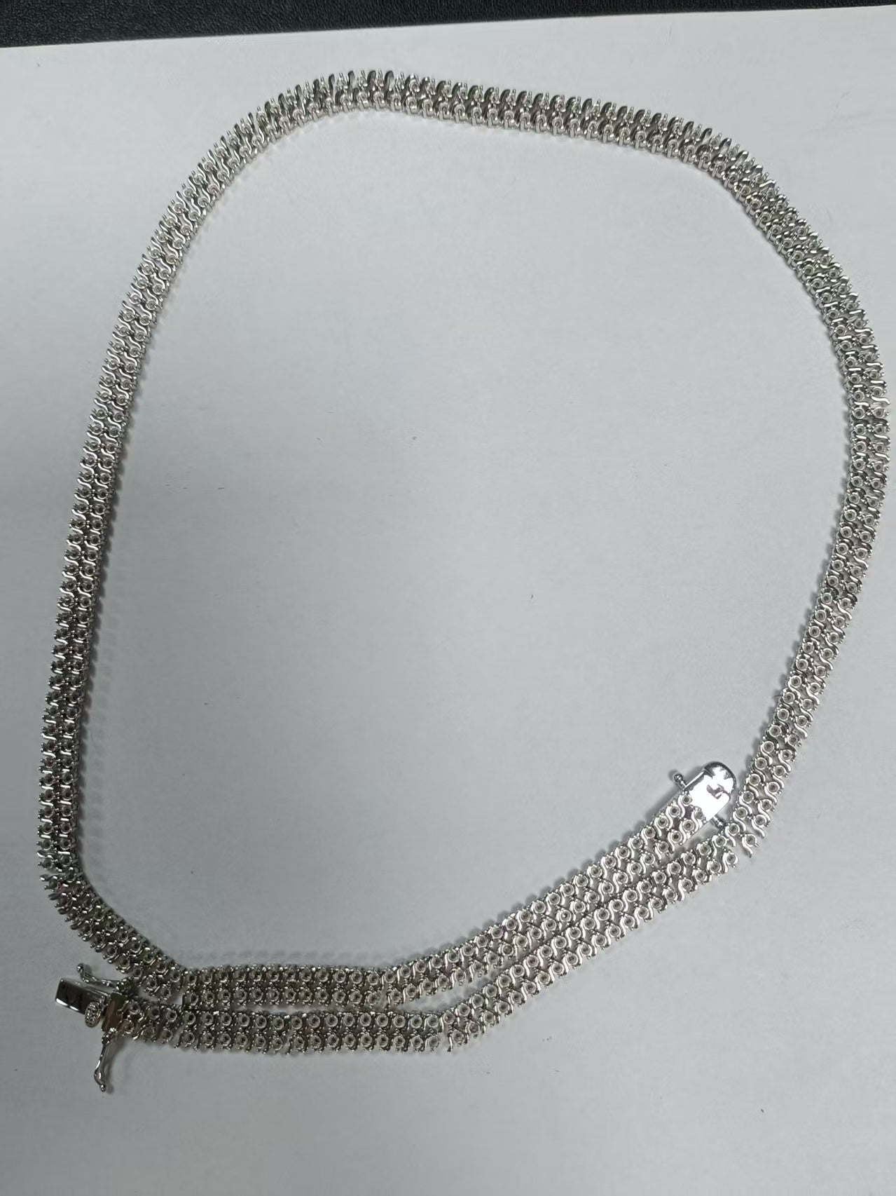 Sterling Silver Semi Mount Necklace Setting Round RD 2x2mm Double Row Tennis Necklace 16" 18" 20" 22" 24" Syzjewelry