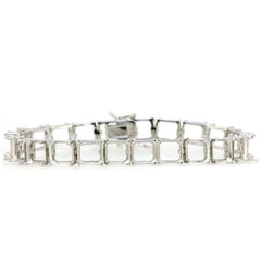 Sterling Silver Semi Mount Bracelet Setting Tennis Bracelet Asscher SQ 7x7mm Syzjewelry