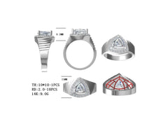 Men's Sterling Silver Semi Mount Ring Setting Trillion Tri 10x10mm Halo Syzjewelry