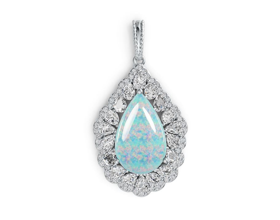 Sterling Silver Semi Mount Pendant Setting Pear PE 18x12 Cabochon Syzjewelry