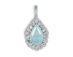Sterling Silver Semi Mount Pendant Setting Pear PE 18x12 Cabochon Syzjewelry