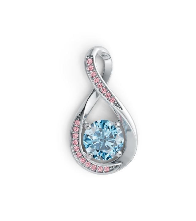 Sterling Silver Semi Mount Pendant Setting Round RD 7X7MM with White Topaz Syz Jewelry