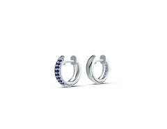 Sterling Silver Hoop Earrings with White Topaz or Moissanite