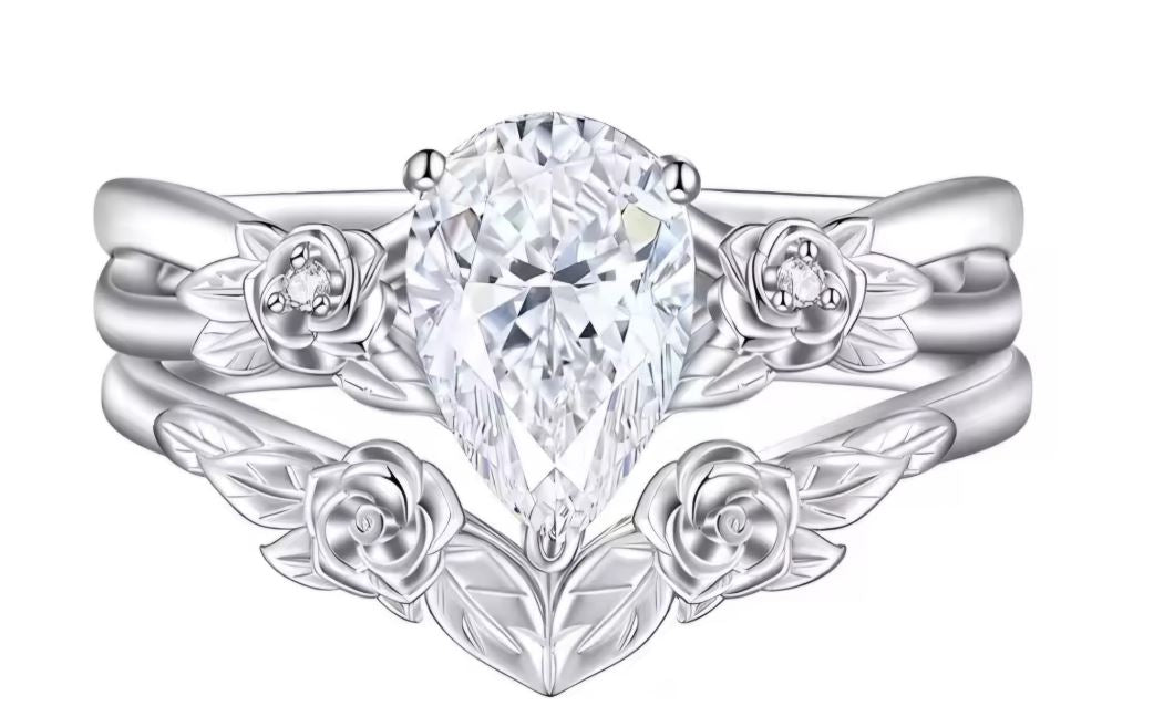 Sterling Silver Semi Mount Ring Setting Pear PE 9x6mm Syz Jewelry