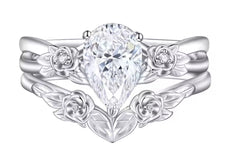 Sterling Silver Semi Mount Ring Setting Pear PE 9x6mm Syz Jewelry