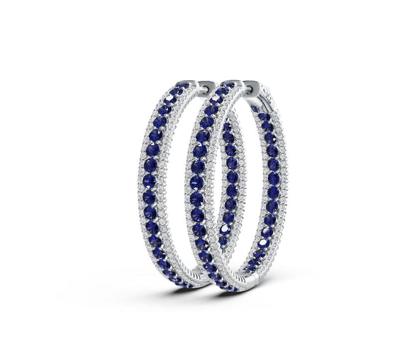 Sterling Silver Hoop Earrings with White Topaz or Moissanite Syzjewelry