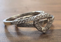 Sterling Silver Semi Mount Ring Setting Heart HT 7mm with CZ Accents Syz Jewelry