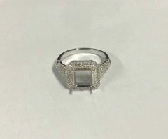 Sterling Silver Semi Mount Ring Setting Emerald OCT 8X8mm DHJ