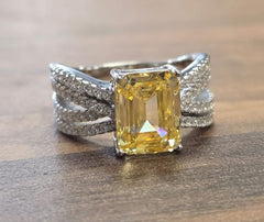 Sterling Silver Semi Mount Ring Setting Emerald OCT 9x7mm with CZ Accents Syz Jewelry