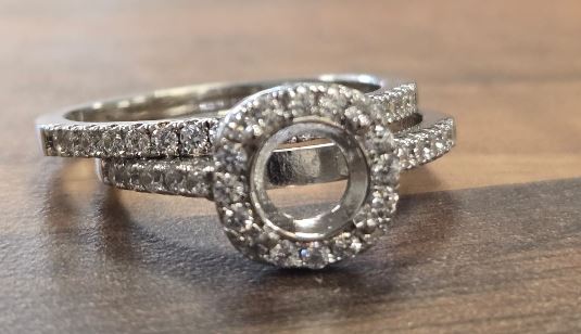 Sterling Silver Semi Mount Ring Setting Round RD 7x7mm with CZ Accents Syz Jewelry