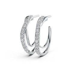 Sterling Silver Earrings Open Hoop with White Topaz or Moissanite DHJ
