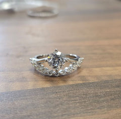Sterling Silver Semi Mount Ring Setting Round RD 6.5mm with CZ Accents Syz Jewelry