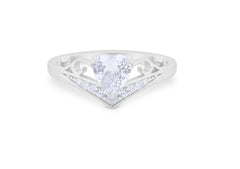 Sterling Silver Semi Mount Ring Setting heart HT 6x6mm with CZ Accents