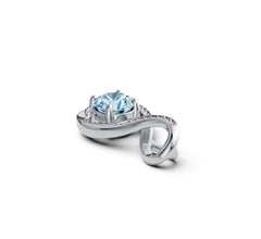 Sterling Silver Semi Mount Pendant Setting Round RD 7X7MM with White Topaz Syz Jewelry