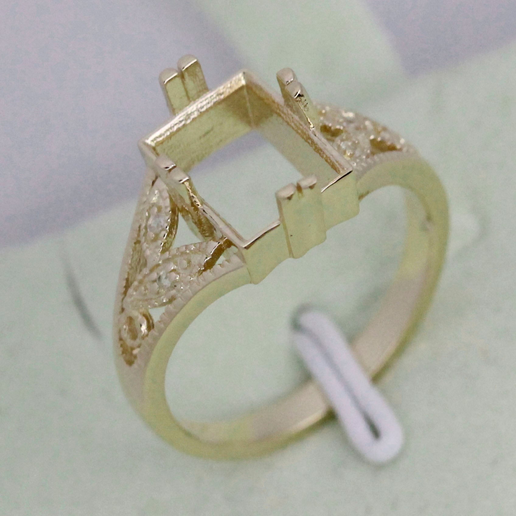 Art Nouveau Style Sterling Silver Semi Mount Ring Setting Emerald OCT 10x8mm Syzjewelry
