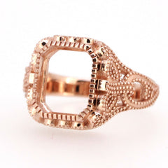 Sterling Silver Semi Mount Ring Setting Radiant OCT 11x9mm Vintage Style Milgrain Syzjewelry
