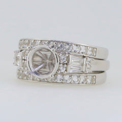 3 PC set Sterling Silver Semi Mount Ring Setting Round RD 8x8mm Syzjewelry