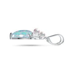 Sterling Silver Semi Mount Earrings Setting Pear PE Cabochon 17x13mm RD 4X4mm RD 3X3mm DHJ