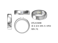 Bague semi-montée en argent sterling pour homme avec sertissage princesse SQ 4,5 x 4,5 mm