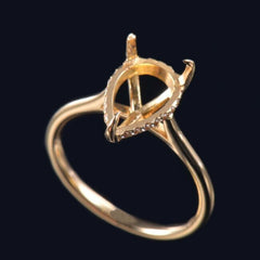 Customized 14K Gold Semi Mount Ring Setting Pear Cut 14x10x6.7mm with Hidden Halo 2mm Band Moissanite Syzjewelry