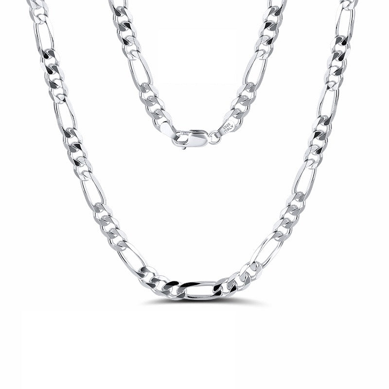 Sterling Silver Figaro Chain Necklace 16" 18" 20" 22" 24" 5mm Breadth Syzjewelry