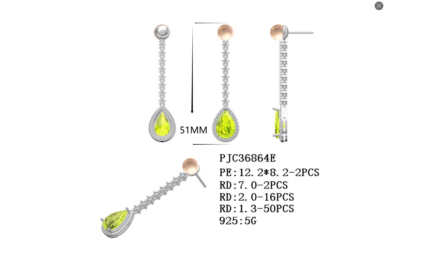 Sterling Silver Semi Mount Earrings Setting Pear PE 12X8mm Syzjewelry