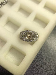 14K White Gold Semi Mount Ring Setting Oval OV 6.5x5.7x3.5mm with Lab Diamond Side Stones Syzjewelry