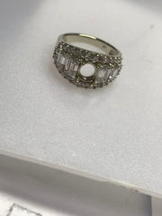 14K White Gold Semi Mount Ring Setting Oval OV 6.5x5.7x3.5mm with Lab Diamond Side Stones Syzjewelry