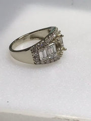 14K White Gold Semi Mount Ring Setting Oval OV 6.5x5.7x3.5mm with Lab Diamond Side Stones Syzjewelry