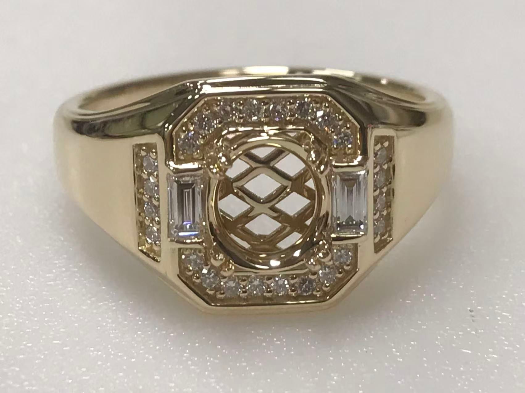 Custom 14K Gold Semi Mount Ring Setting Oval OV 8.2x7.2x4.5mm with Lab Grown Diamond Accents Size 12.25 Syzjewelry
