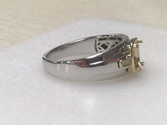 Custom 10K White & Yellow Gold Semi Mount Ring Setting Cushion CU 7.5 x 6.5 x 4.5mm with Lab-Grown Diamond Accents Size 12.25 Syzjewelry