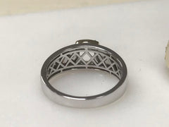 Custom 10K White & Yellow Gold Semi Mount Ring Setting Cushion CU 7.5 x 6.5 x 4.5mm with Lab-Grown Diamond Accents Size 12.25 Syzjewelry