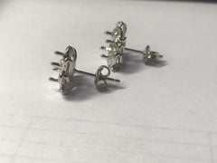 Sterling Silver Semi Mount Earrings Setting Round RD 6x6mm Syzjewelry