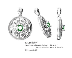 Sterling Silver Semi Mount Pendant Setting Round RD 8x8mm Halo Art Deco DHJ