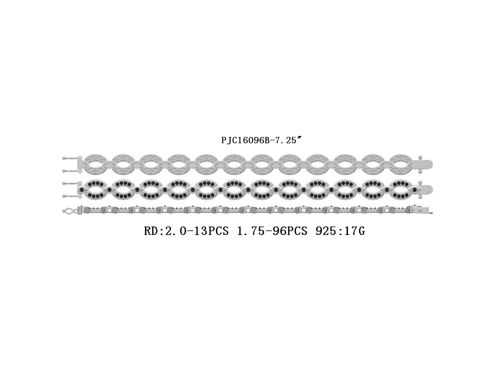 Sterling Silver Bracelet Round RD 2x2mm Extenable W/ Black Moissanite - Syzjewelry