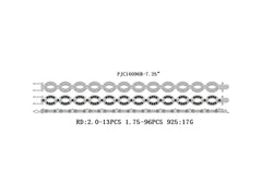 Sterling Silver Bracelet Round RD 2x2mm Extenable W/ Black Moissanite - Syzjewelry