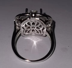 Sterling Silver Semi Mount Ring Setting Oval OV 12X10mm DHJ