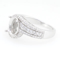 10K 14K Gold or Sterling Silver Semi Mount Ring Setting Oval OV 9X7mm Halo Bypass DHJ
