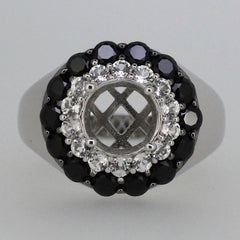 Sterling Silver Semi Mount Ring Setting Round RD 8x8mm Double Halo Moissanite or Diamond Halo Ring Syzjewelry